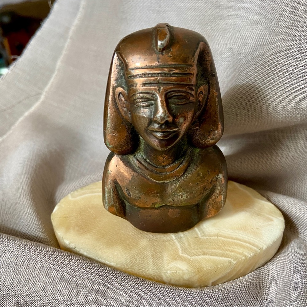 Vintage Egyptian Bronze Statue Decor